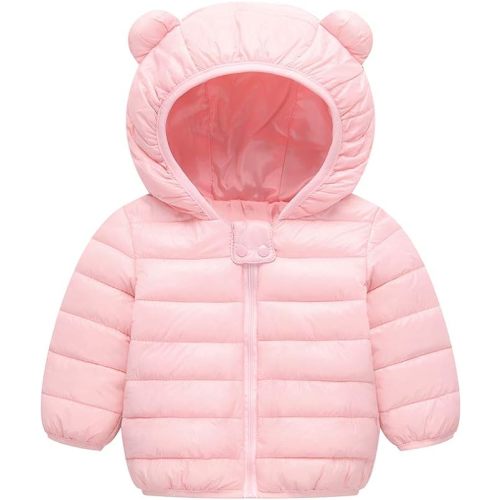 Winter Down Coats for Kids Baby Boys Girls Light Puffer Padded Jacket Bear Hoods Infant Outerwear
