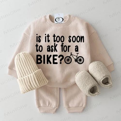 IS IT TOO SOON TO ASK FOR A BIKE Baby 2-piece Beige Set