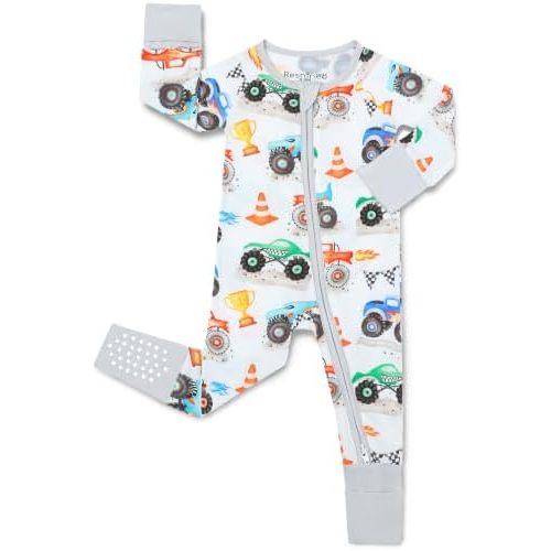 babee Reshinee Bamboo Viscose Baby Convertible Footie Pajama, Sleep & Play Footed Zipper Pajamas for Baby Boys & Girls