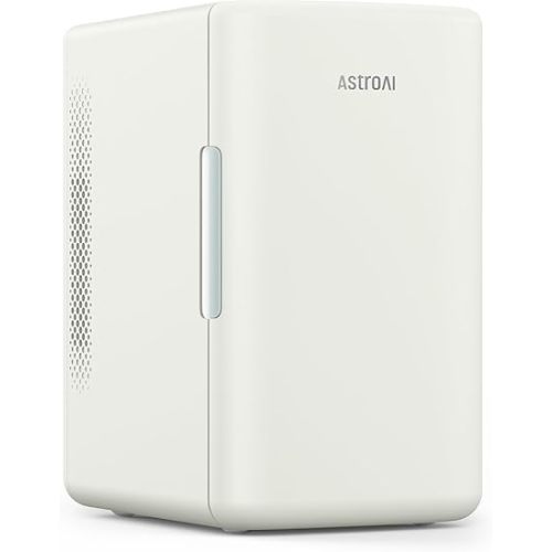 AstroAI 2.0 Gen, 6 Liter/8 Cans Mini Fridge Makeup Skincare Fridge 110V AC/ 12V DC Portable Thermoelectric Cooler and Warmer Little Tiny Fridge for Bedroom, Cosmetics (Beige)