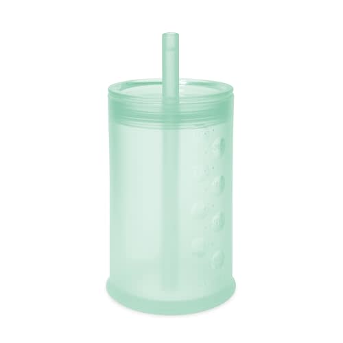 Olababy Clear View Silicone Training Cup with Straw Lid | Toddler Sippy Trainer 12mo+ | Unbreakable Water Drinking Cups for Kids 2yr+ | Baby Led Weaning & Feeding Supplies (Mint, 9 oz)