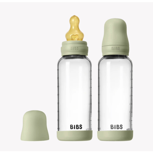 BIBS Glass Baby Bottle 8oz Latex 2-Pack Sage | Medium Flow – Bibsworld store US