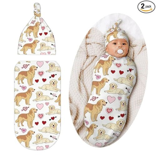 Golden Retriever Swaddle Blanket, Soft Swaddling Blanket Baby Clothes, Golden Retriever Baby Stuff