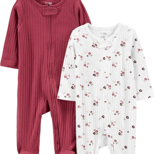 Simple Joys by Carter's Baby Boys' 2-pack 2-way Zip Textured Sleep and Play