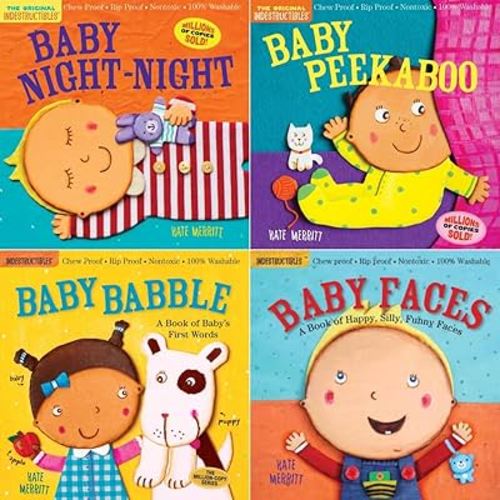 Indestructibles: Baby Faces Series 4 Books Set - Baby Night-Night, Baby Peekaboo, Baby Babble, Baby Faces (Chew Proof · Rip Proof · Nontoxic · 100% Washable, Book for Babies, Newborn Books, Safe to Chew)