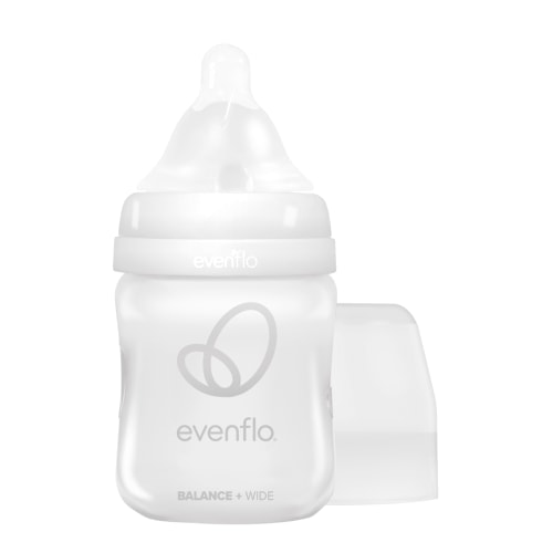 Evenflo Balance+ Wide Neck Baby Bottles, Clear/White, 5oz, 2-Pack