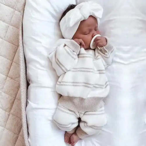 Neutral Striped Baby Pants Set