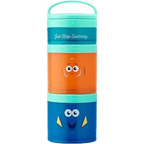 Whiskware Disney Pixar Stackable Snack Containers for Kids, 3 Stackable Snack Cups for School and Travel, Finding Nemo with Nemo and Dory