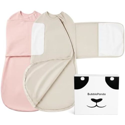 BubblePanda Swaddles for Newborns Rayon Made from Bamboo Sleep Sack 2 Way Zipper Baby Swaddle Silent Velcro Swaddles