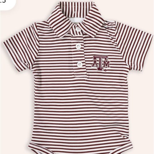 Texas A&amp;M Infant Striped Bodysuit Polo