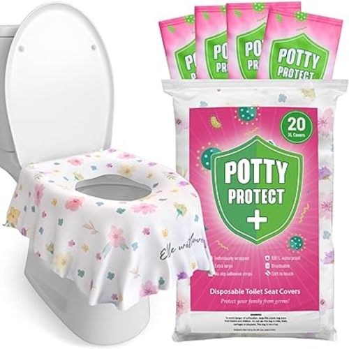 Eli with Love 20 Pack Extra Large Disposable Toilet Seat Cover (Floral) – Toddler Toilet Covers for Full Coverage On Toilet or Potty – Ideal Travel Toilet Seat Covers for Kids and Adults