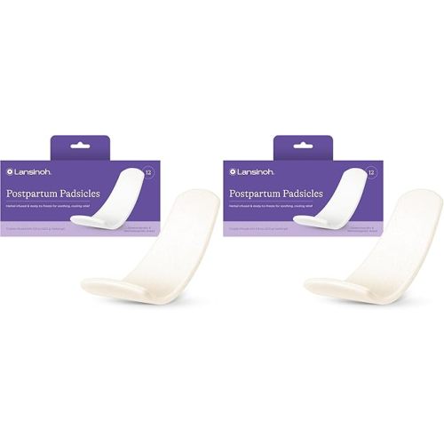 Lansinoh Postpartum Cooling Pads, Perineal Ice Packs, 12 Count, Witch Hazel Pads for Postpartum Care, Padsicles with Aloe Vera