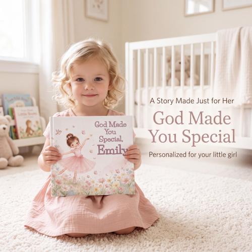 Personalized Christian Book for Girl, God Made You Special with Name, God’s Promises Bible Verse Storybook, Baptism Gift
