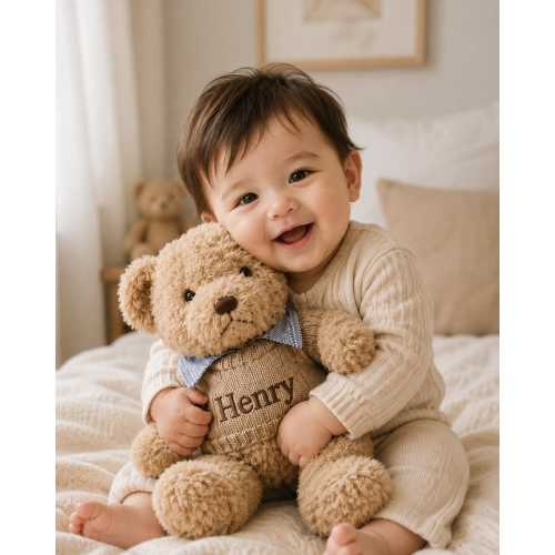 Personalized Embroidered Teddy Bear, Custom Baby Name Plush, Newborn Keepsake Gift