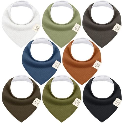 KeaBabies 8pk Organic Quin Baby Bibs for Drooling and Teething Toddler Boys, Cotton Drool Bibs for Newborn Baby Girls (Basics)