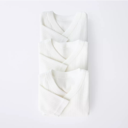 THREE-PACK OF LONG-SLEEVE BODYSUITS WITH KIMONO COLLAR - Oyster-white