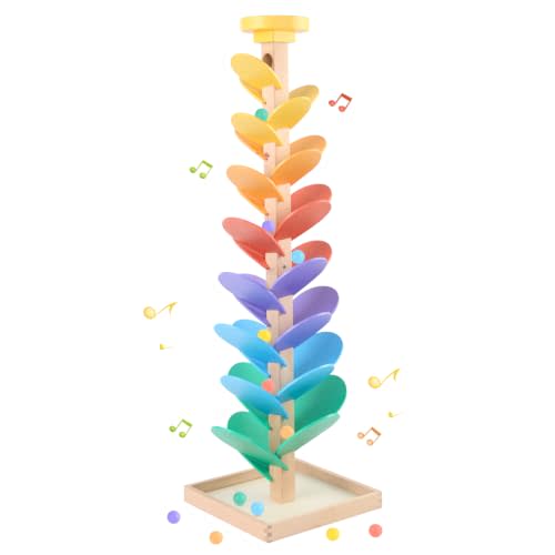 Wooden Marble Run for 4-8 Music Tree Montessori Color Sorting Toys 3-5 | Wood Music Tree Toys Marble Ball Run Boys Girls Learning Color Sorting Game Birthday Gift