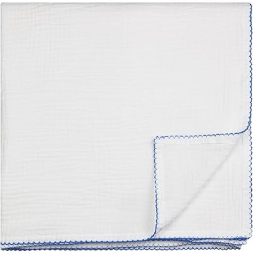 100% Cotton Muslin Swaddle Blanket - Floral - White - 47x47 Inch - Unisex - Baby