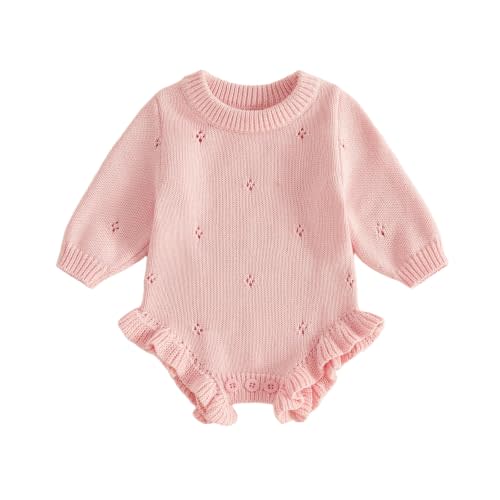 Kupretty Newborn Baby Girl Coming Home Outfit Ruffle Knit Sweater Romper | Newborn Outfit Knit Baby Clothes Hospital Newborn Baby First Outfit Baby Shower Announcement Photo Fall Winter