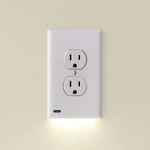 Single - SnapPower GuideLight 2 [For Duplex Outlets] - Replaces Plug-In Night Light - Electrical Receptacle Wall Plate With LED Night Lights - Auto On/Off Sensor - (Duplex, White)