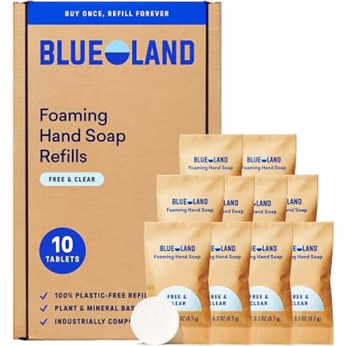 BLUELAND Foaming Hand Soap Refill Tablets, 10-Pack, Fragrance Free