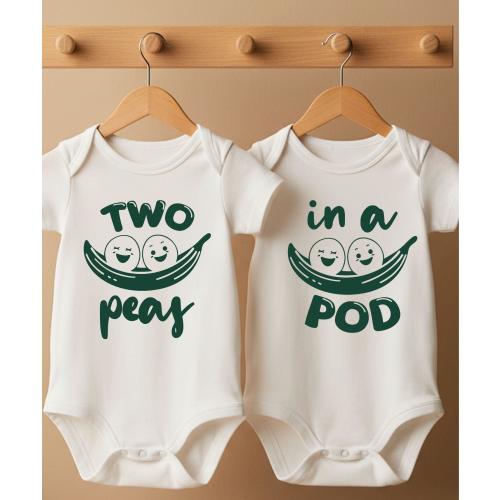 Two Peas in a Pod Twin Baby Bodysuits, Matching Twins Outfit, Funny Baby Shower Gift, Newborn Twins Clothes (NOT A SET)