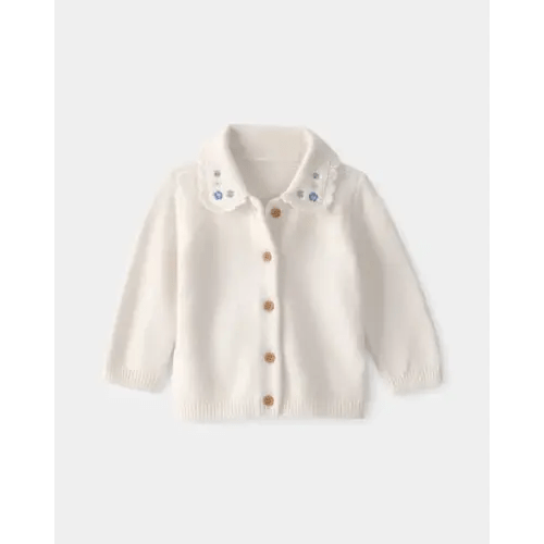 Baby Girl Floral Button-Up Cardigan Sweater - Ivory - OshKosh B'gosh | Carter's