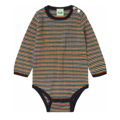 Striped Ribbed Merino Wool Bodysuit | Navy blue