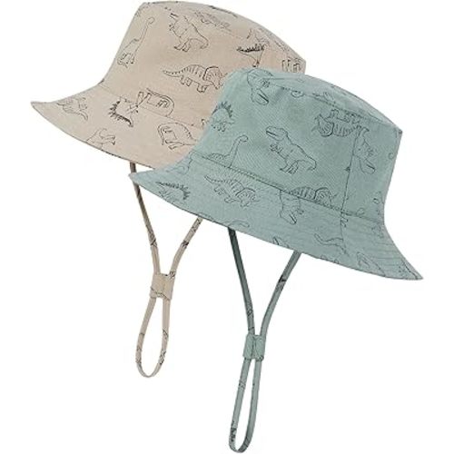 Durio 2-Pack Baby Bucket Hat - UPF 50+ Sun Protection Hat for Infant to Kid, Wide Brim Summer Beach Hats Newborn Toddler Boy