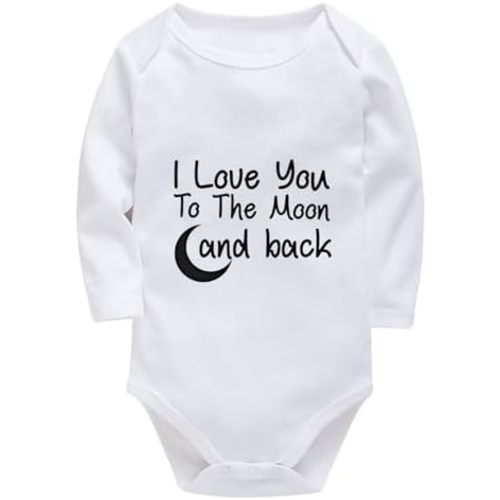 I Love You To The Moon And Back Romper for Baby Long Sleeve Cotton Baby Onesie White Newborn Baby Boy Clothes 0-3