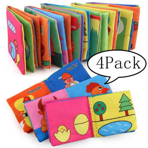 SAYLITA 4 Pack Baby Books Toys 0-6 Months,Soft Crinkle Books Baby Toys Baby Books for Infants Car Seat Stroller Basket Stuffers Shower Gift Sensory Toys Early Education Toys for Babies 6-12-18 Month