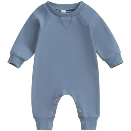 Newborn Infant Baby Boy Girl Clothes Solid Color Long Sleeve Romper Jumpsuit One Piece Bodysuit Fall Winter Outfit