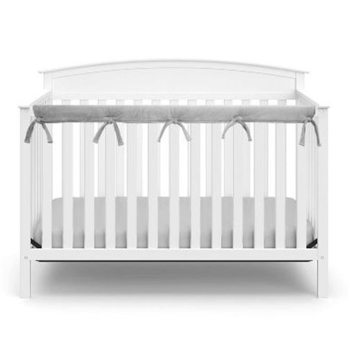 TL Care Heavenly Soft Narrow Reversible Crib Cover for Long Rail Gray/White