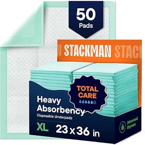 Chucks Pads Disposable [50-Pack] Underpads 23x36 Incontinence Chux Pads Absorbent Fluff Protective Bed Pads, Pee Pads for Babies, Kids, Adults & Elderly | Puppy Pads Large for Training Leak Proof