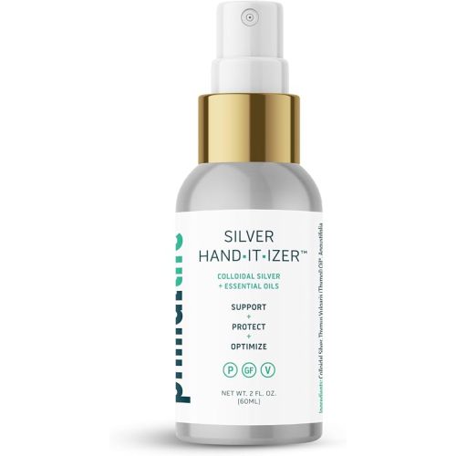 Primal Life Organics Silver Hand-it-izer Spray, Colloidal Silver Natural Hand Cleaner Spray, Keep Hands Fresh with Colloidal Silver Liquid Hand Spray, Alcohol-Free, 2 oz