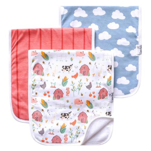 Copper Pearl - 3Pk Premium Baby Burp Cloths Farmstead Set