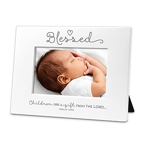 Lighthouse Christian Products Blessed Baby Holds 4x6 Photo White Tabletop Picture Frame