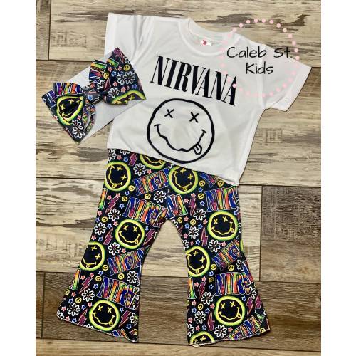 Rock Band Baby Bell Set / Rock Band Bell pants / Cropped Baby bodysuit / Retro Baby Outfit