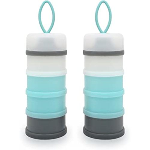 Baby Formula Dispenser, Formula Container, Milk Powder Dispenser Container, BPA Free, 4 Layers 2 Packs, Baby Feeding Travel Storage Container, Non-Spill Stackable Baby Snack Storage Container