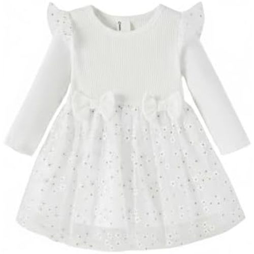 PATPAT Baby Girl Dress Christmas Winter Toddler Birthday Party Tulle Long Sleeve Tutu Dresses 3-24 Months Clothes