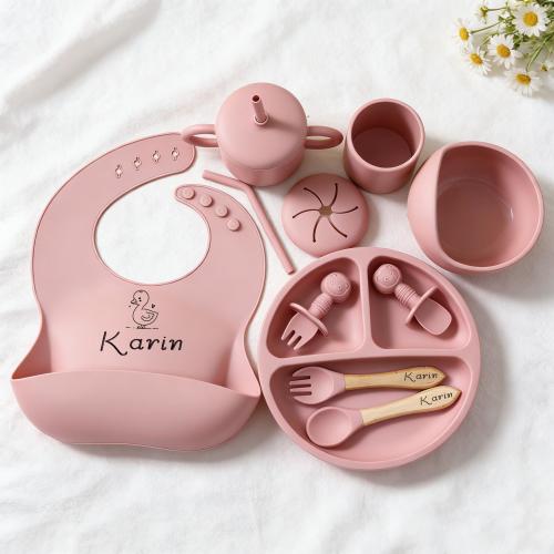 Personalized Silicone Baby Feeding Set | Custom Engraved Tableware