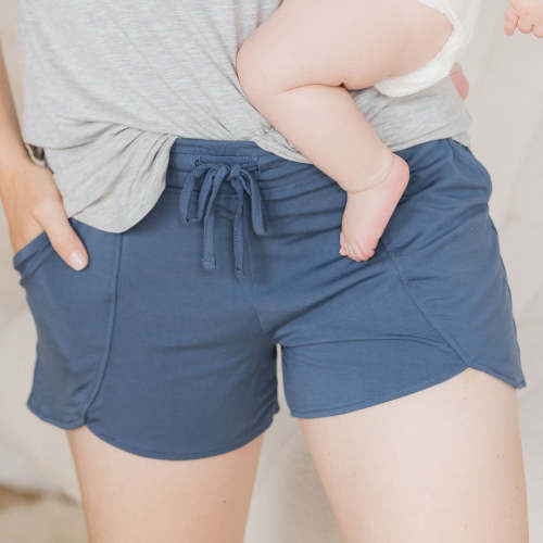 Bamboo Maternity & Postpartum Lounge Shorts | Slate Blue