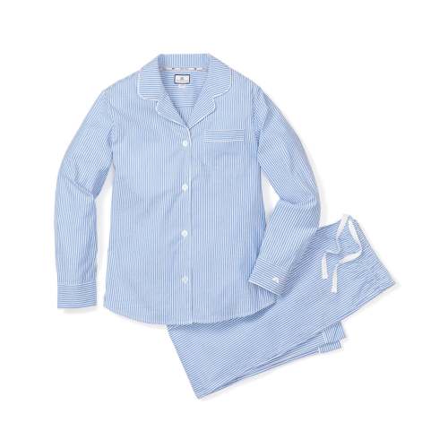 Women's Twill Pajama Set in French Blue Heritage Stripe