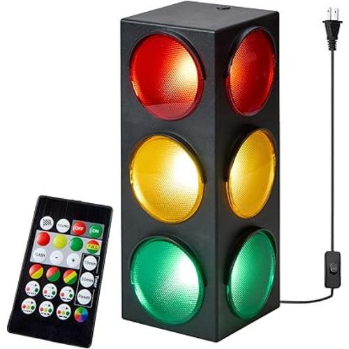 Playbees Traffic Light Lamp 12.25 inches USB Traffic Light with Vibrant Color Blinking Modes Decoration for Classrooms Bedrooms Stop Sign Room Decor