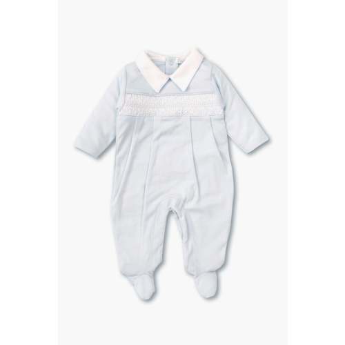 Blue Hand Smocked Footie