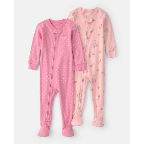 Baby Girl 2-Pack Strawberry Floral Snug Fit 1-Piece Pajama - Pink | Carter's
