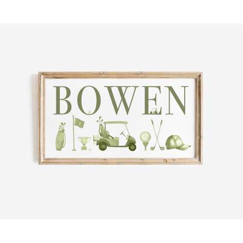 Golf Nursery Art, Golf Nursery Decor, Nursery Name Sign ,Above crib decor, Kids Spots Nursery, golf name sign, Personalized Kids Room Decor