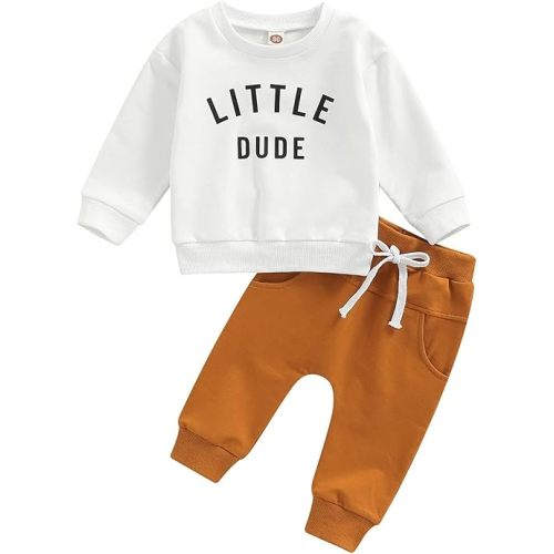 Murnouche Toddler Baby Boy Fall Winter Outfits Letter Crewneck Sweatshirt Casual Pants 2Pcs Clothes Set