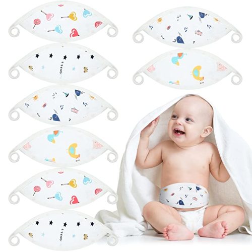Zhanmai 8 Pcs Newborn Infant Belly Wrap Comfort Cotton Umbilical Cord Cover Band Cartoon Soft Baby Belly Band Newborn Navel Belt for Protection Abdomen Baby Boy Girl Gift 0-12 Months, 4 Styles(Simple)
