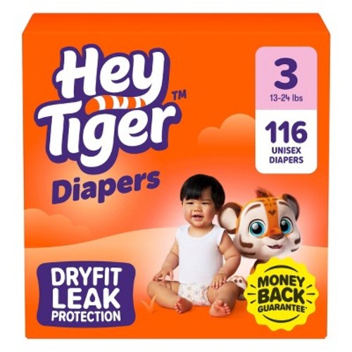 Hey Tiger Disposable Diapers - Size 3 - 116ct